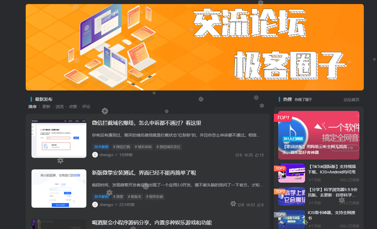 网站全站下雪效果，只需添加几行代码-极客分享